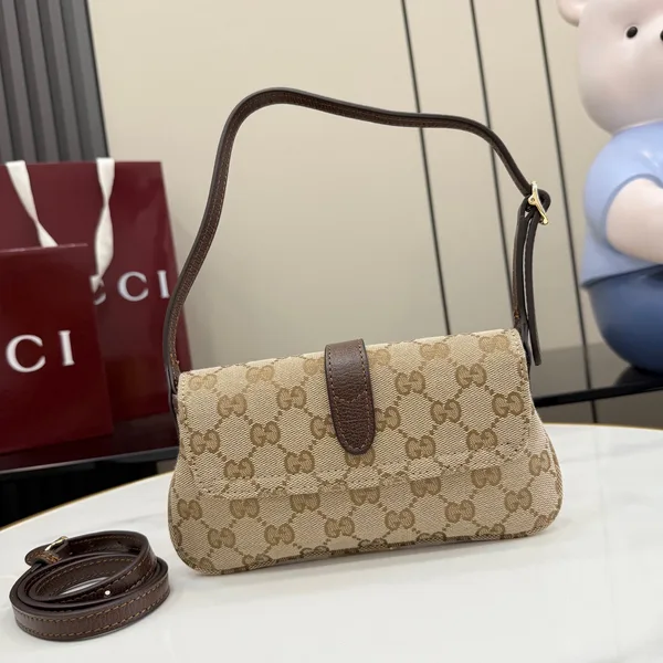 Gucci Jackie Small Shoulder Bag — Beige Jacquard product view 3