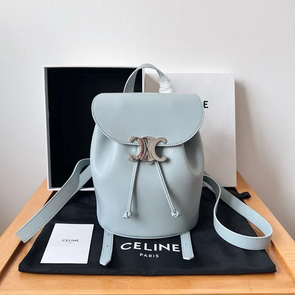 Celine Bonnie Backpack in Light Blue Calfskin product view 7