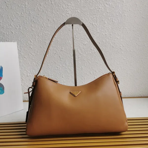 Prada Aimee Large Shoulder Bag in Brown Leather product view 3