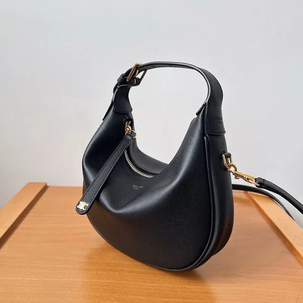 Celine Lulu Teen Hobo Bag in Black Grained Calfskin product view 5