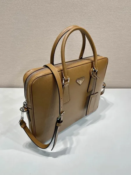 Prada Briefcase in Brown Saffiano Leather product view 9