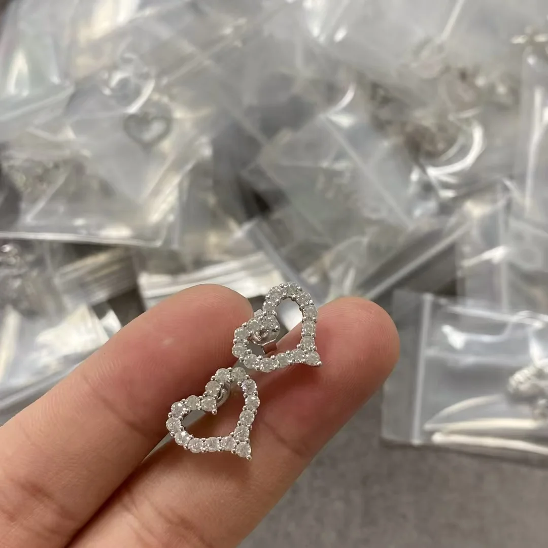 Tiffany & Co. Pavé-Effect Open Heart Stud Earrings Silver-Tone product view 6