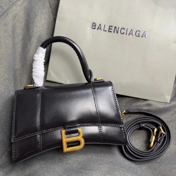 Balenciaga Hourglass XS Bag in Black Box Calfskin product view 6