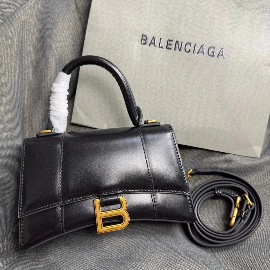 Balenciaga Hourglass XS Bag in Black Box Calfskin product view 6