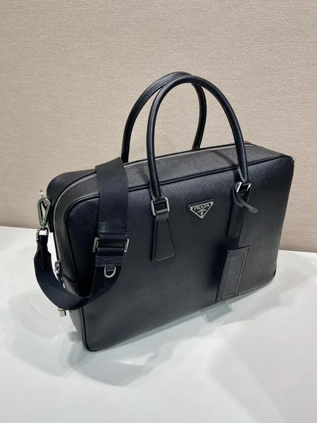 Prada Saffiano Leather Work Bag — Black product view 2