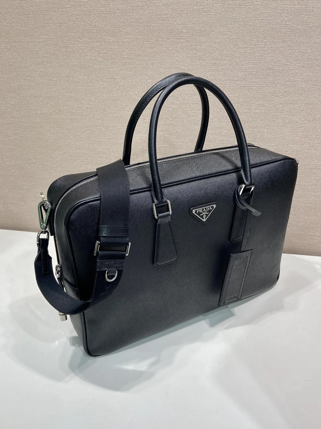Prada Saffiano Leather Work Bag — Black product view 2