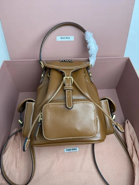 Miu Miu Small Backpack in Brown Calfskin product view 5