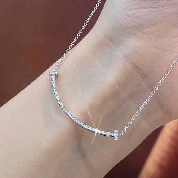 Tiffany & Co. T Smile Pavé-Effect Necklace Silver-Tone product view 3