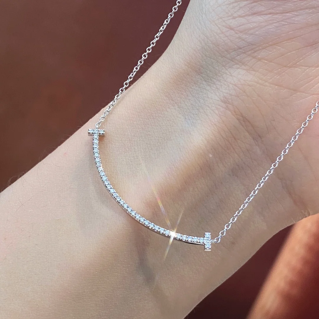 Tiffany & Co. T Smile Pavé-Effect Necklace Silver-Tone product view 3