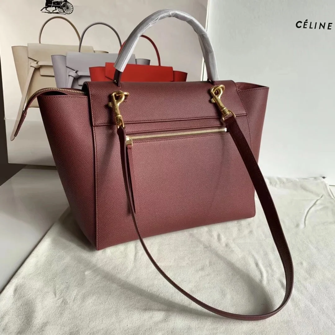 Celine Belt Mini Bag In Bordeaux Grained Calfskin product view 4