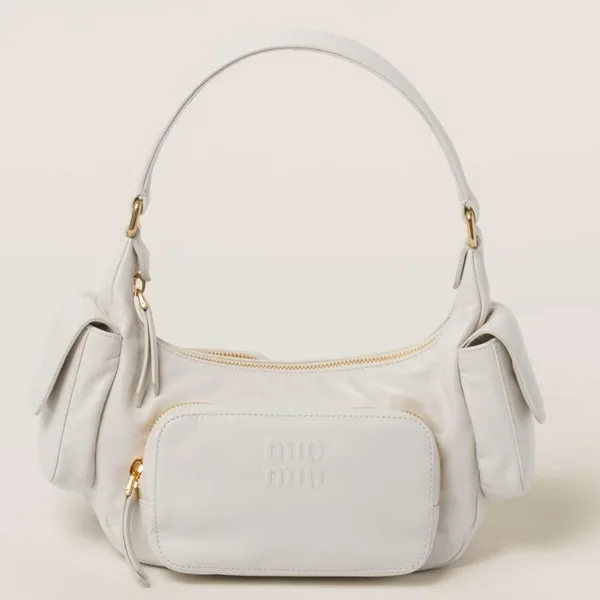 Miu Miu Pocket Shoulder Bag in White Nappa Leather product photo