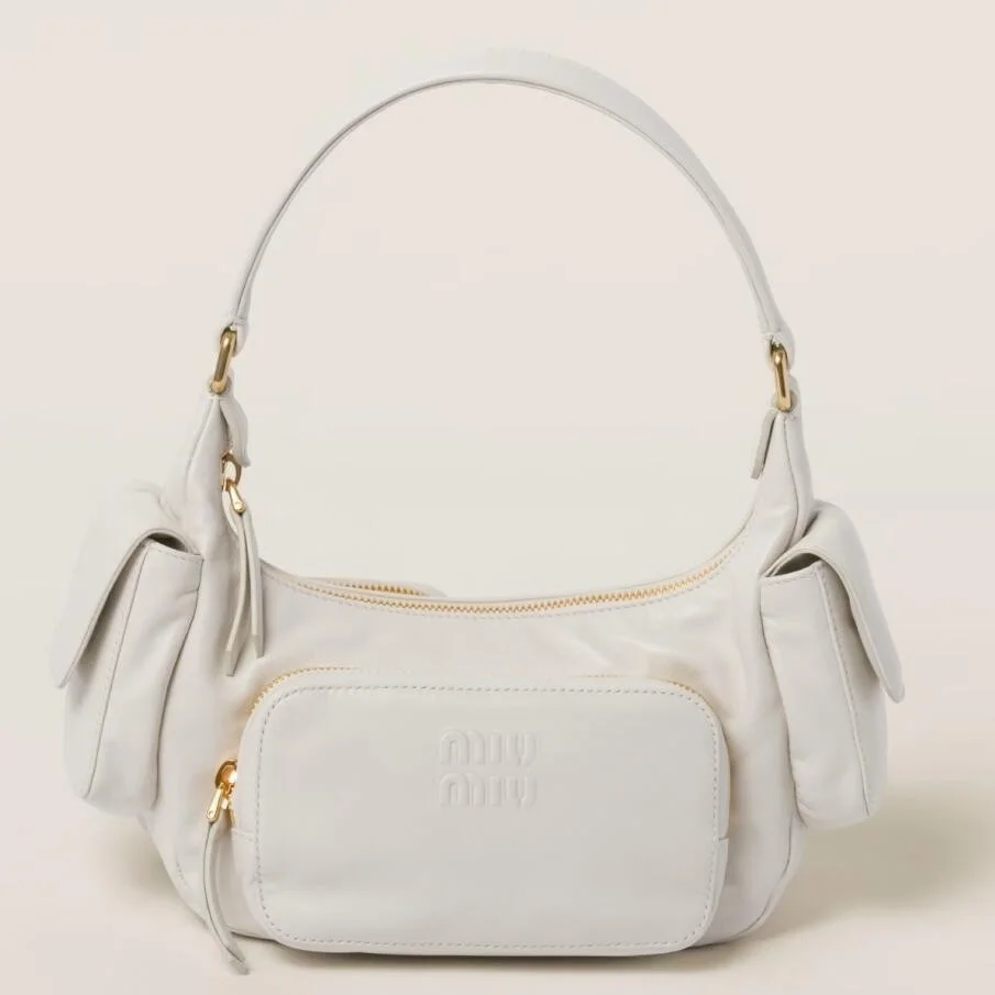 Miu Miu Pocket Shoulder Bag in White Nappa Leather product view 1