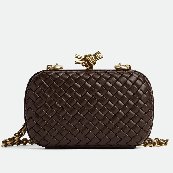 Bottega Veneta Knot Clutch with Chain in Fondant Intrecciato Lambskin product photo