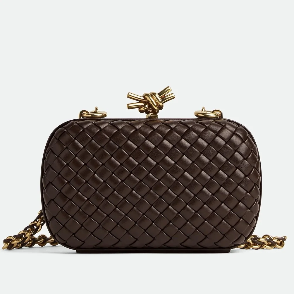 Bottega Veneta Knot Clutch with Chain in Fondant Intrecciato Lambskin product view 1