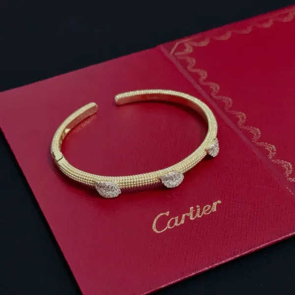 Cartier Gold-Tone Textured Bangle with Three Crystal-Effect Accents product view 7