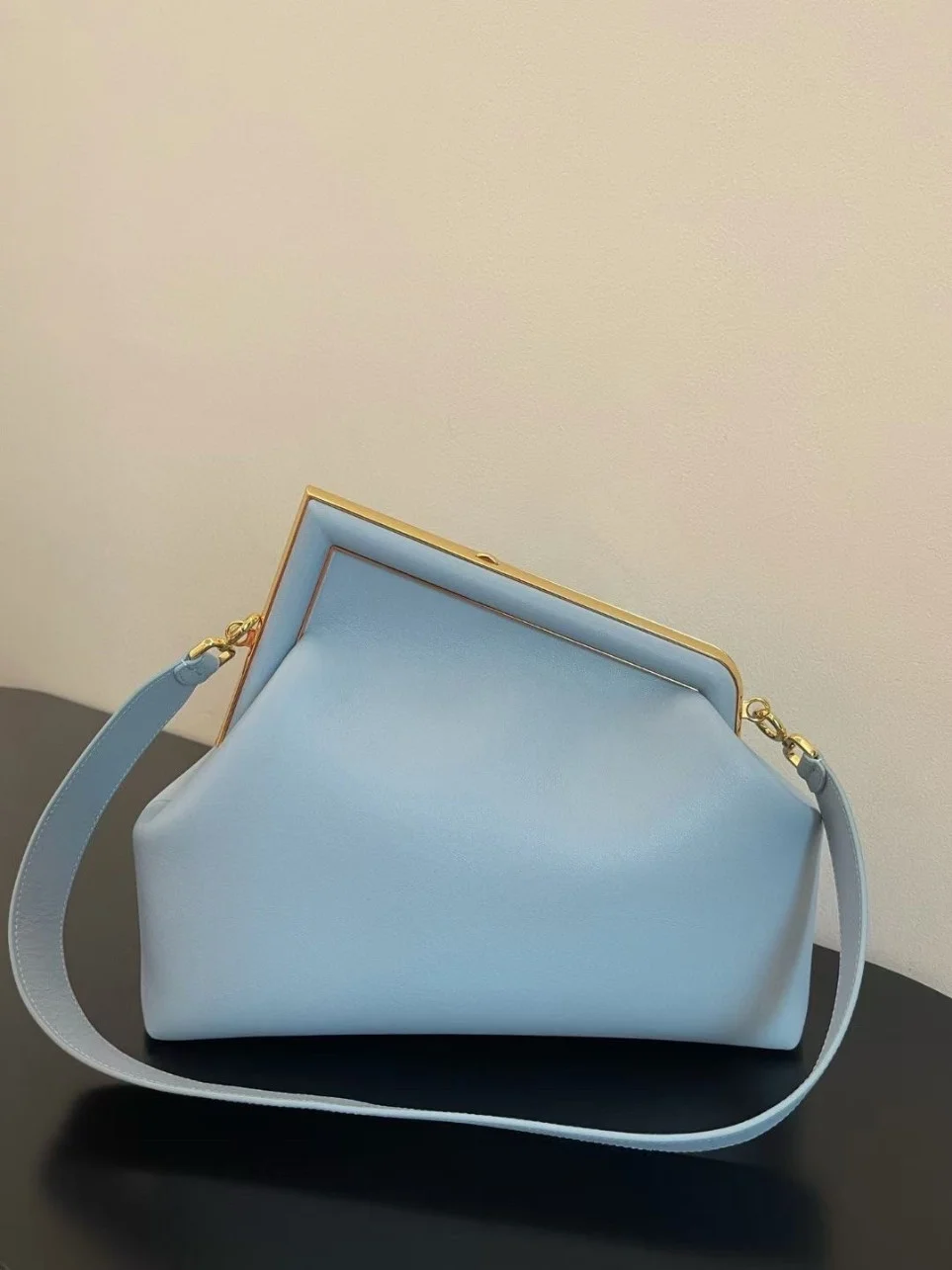 Fendi First Medium Bag In Light Blue Nappa Leather product view 6