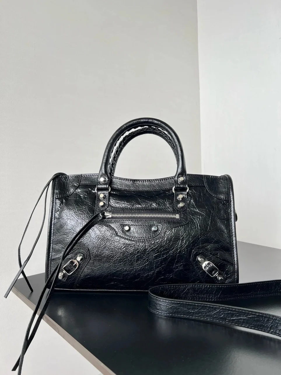 Balenciaga Le City Small Bag in Black Arena Lambskin product view 7
