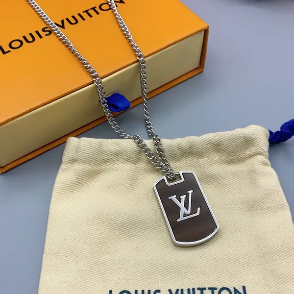 Louis Vuitton Reversible LV Tag Pendant Necklace Silver-Tone product photo