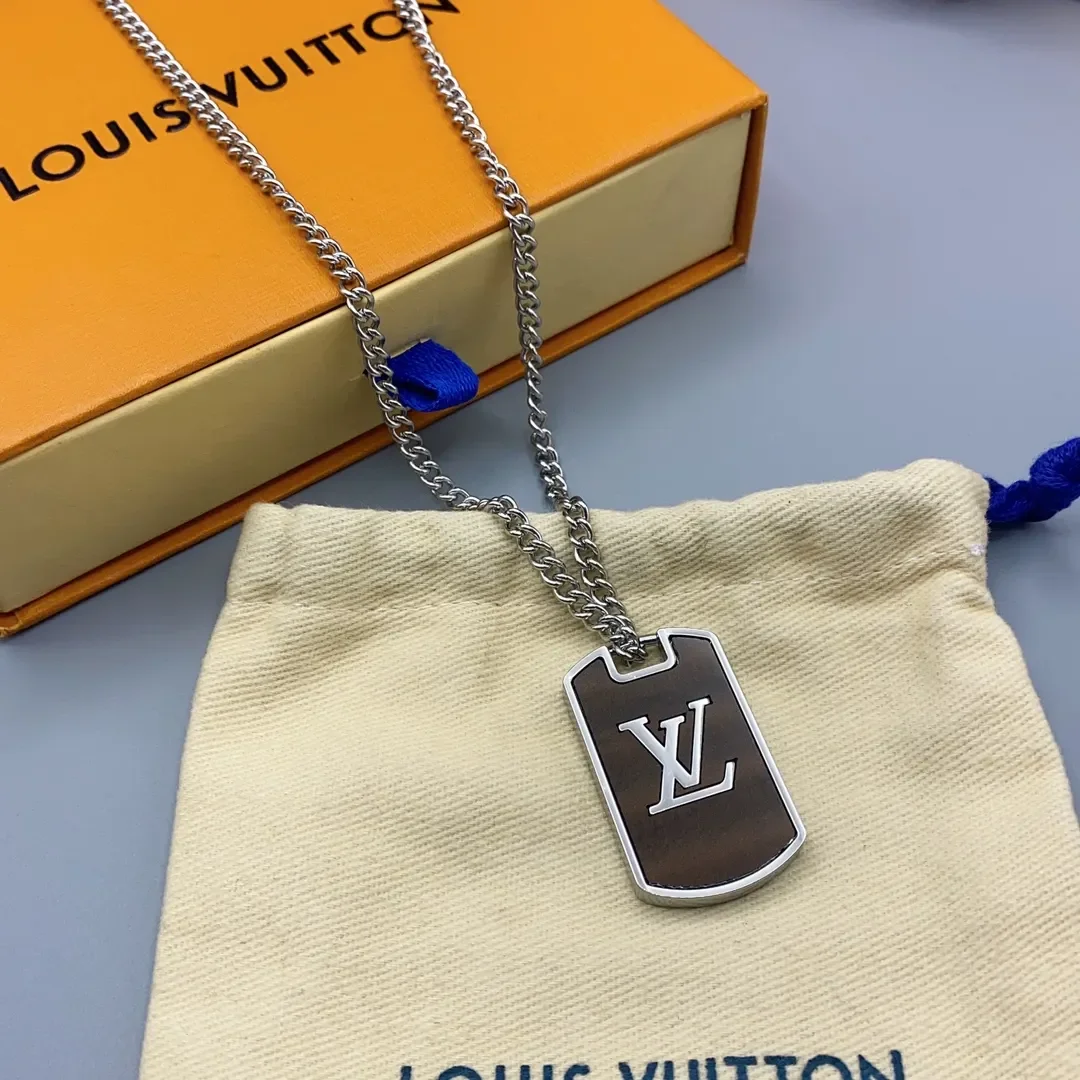 Louis Vuitton Reversible LV Tag Pendant Necklace Silver-Tone product view 1