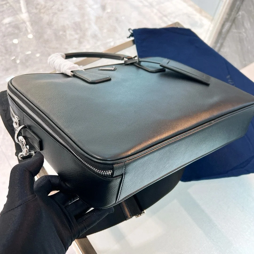 Prada Briefcase with Two Compartments in Black Saffiano Leather product view 3