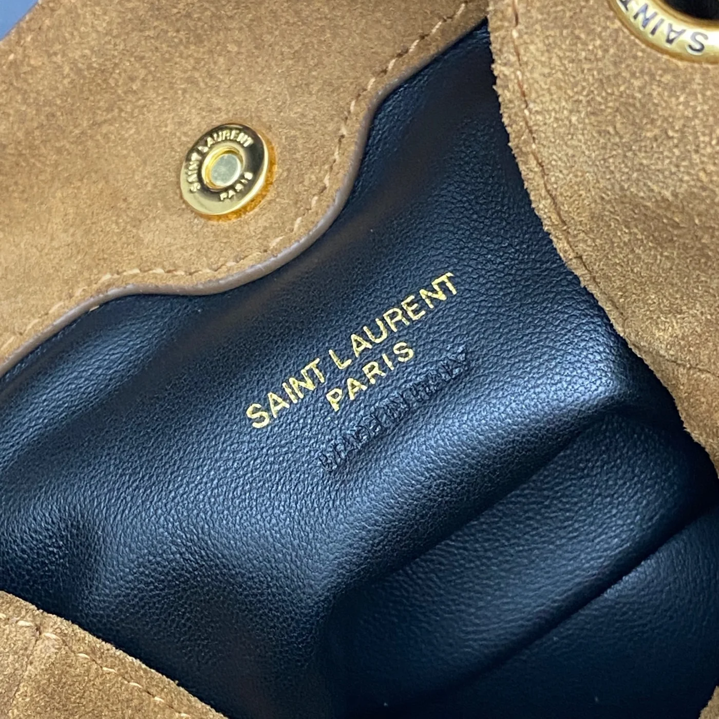 Saint Laurent Jamie Mini Shoulder Pouch — Tan Brown Suede product view 9