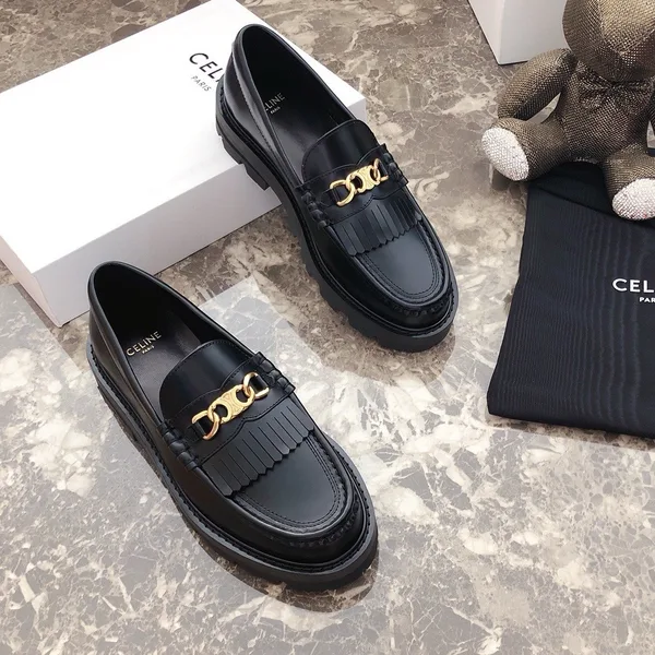 Celine Margaret Loafers in Black Leather with Triomphe Chain product view 6