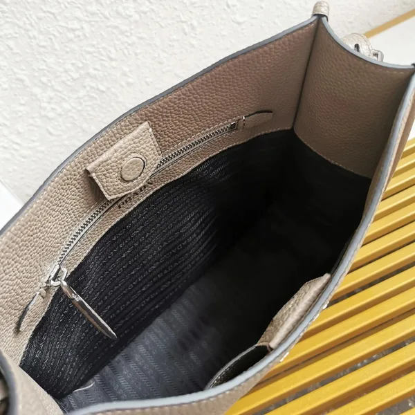 Prada Hobo Bag in Grey Grained Leather product view 9