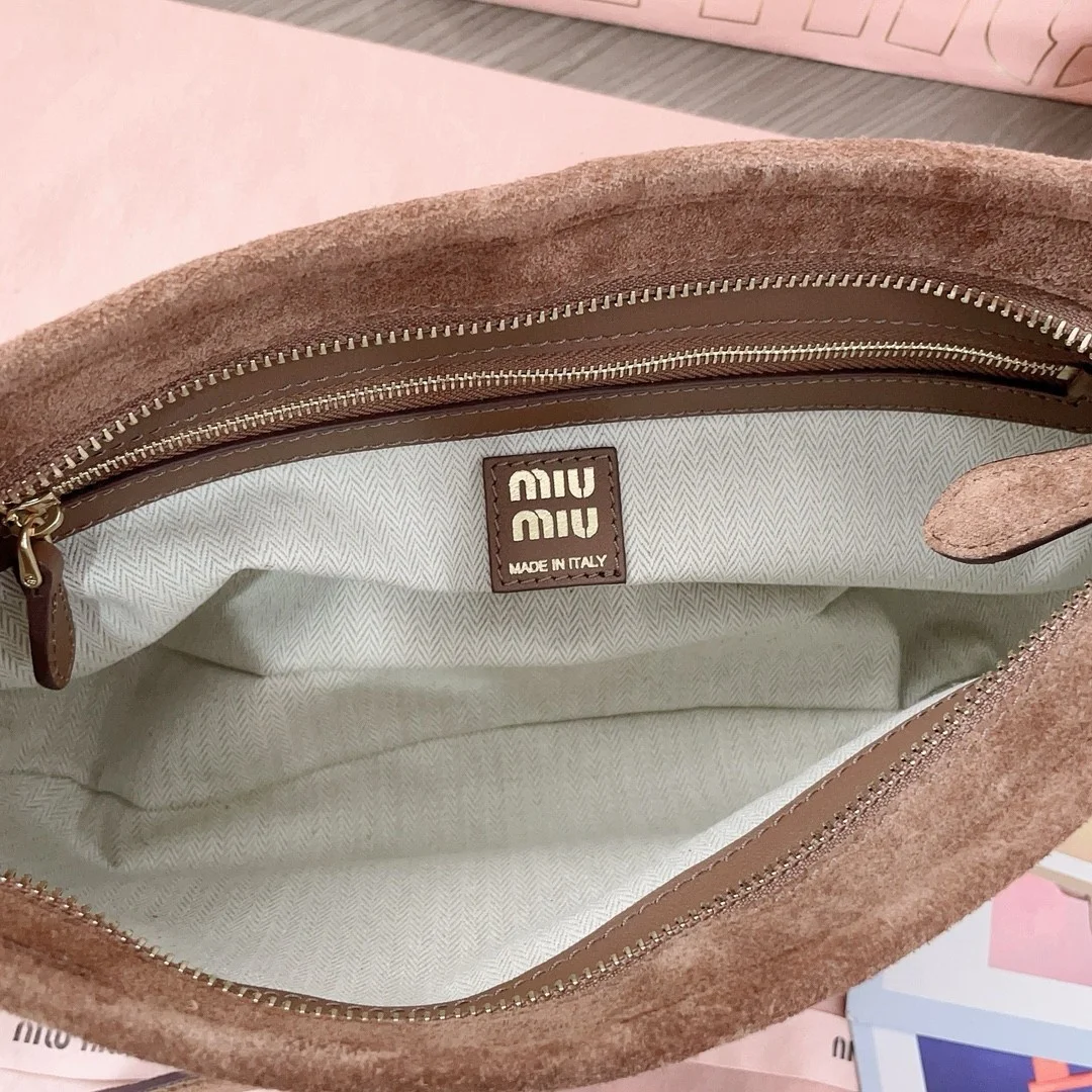 Miu Miu Aventure Small Shoulder Bag in Brown Suede Leather product view 10