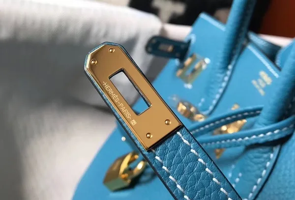 Hermes Birkin 25 Bag In Blue Jean Clemence Leather with GHW product view 5