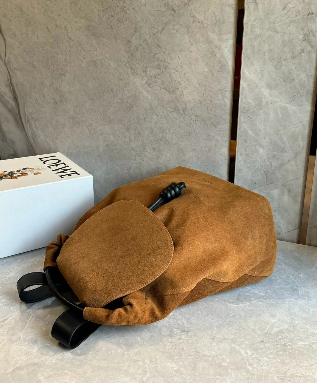 Loewe Flamenco Backpack in Brown Suede Calfskin product view 5
