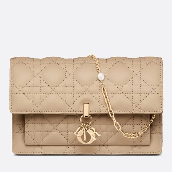 Dior Lady Dior Chain Pouch In Beige Cannage Lambskin product photo