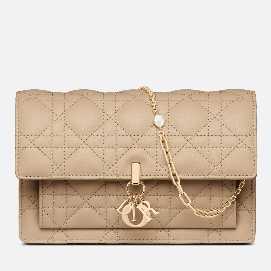 Dior Lady Dior Chain Pouch In Beige Cannage Lambskin product view 1