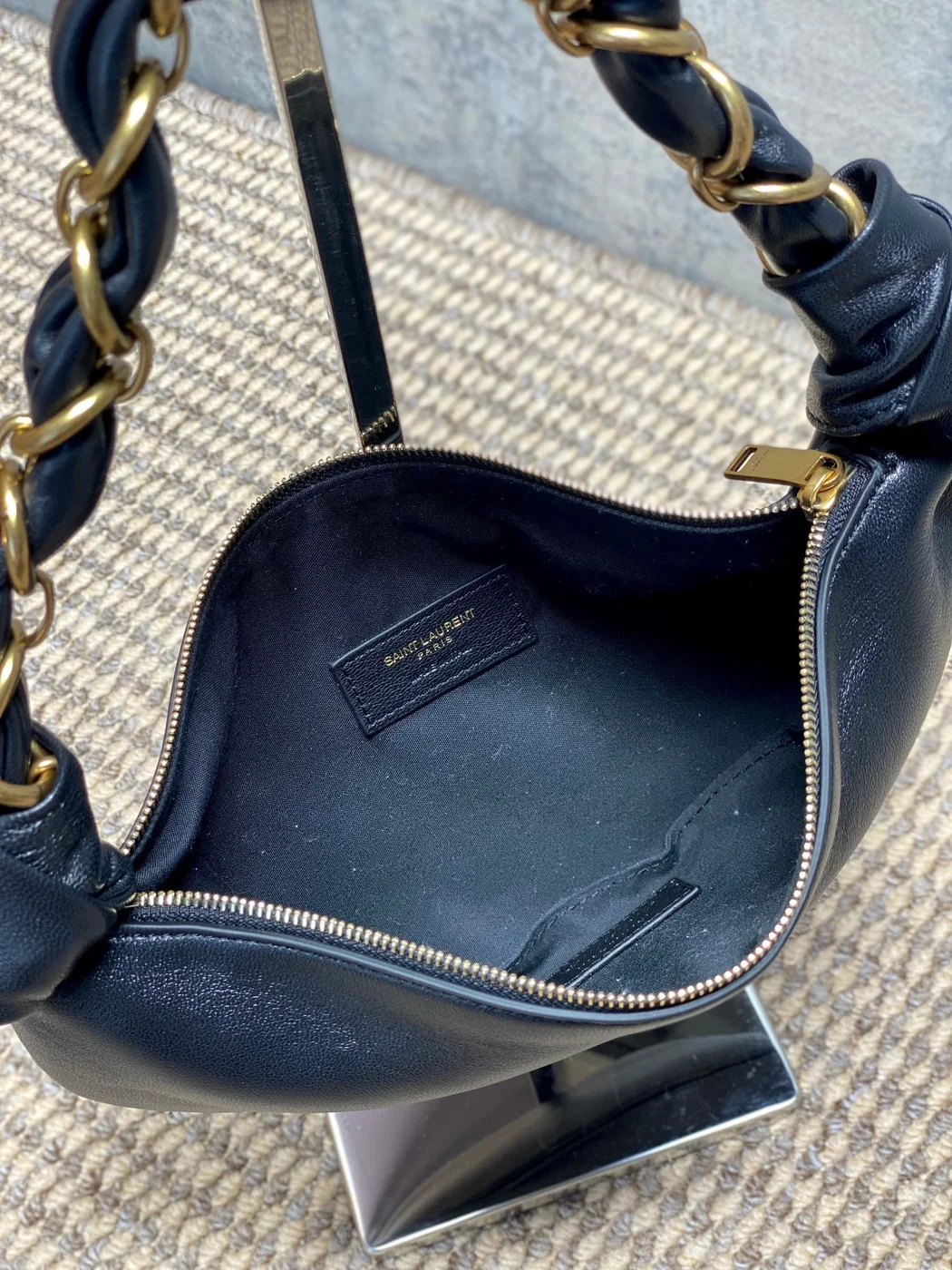 Saint Laurent Amalia Mini Hobo Bag — Black product view 10