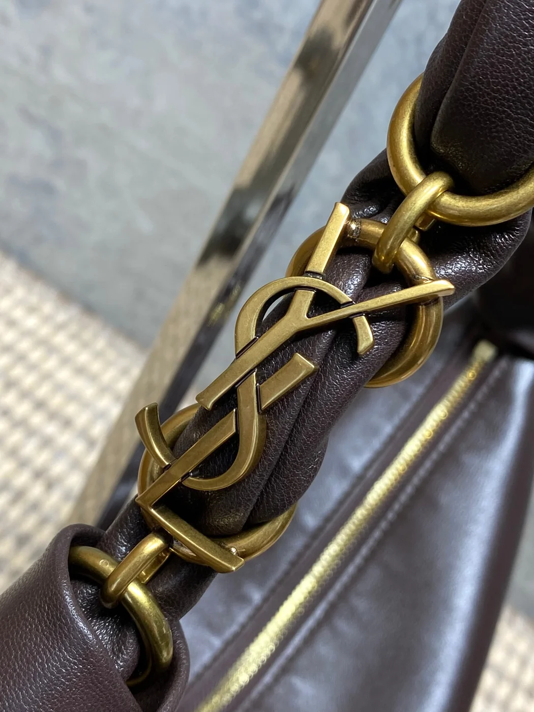 Saint Laurent Amalia Mini Hobo Bag — Dark Brown product view 6