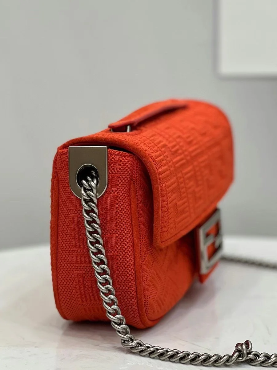 Fendi Baguette Chain Midi Bag In Piment FF Fabric product view 5