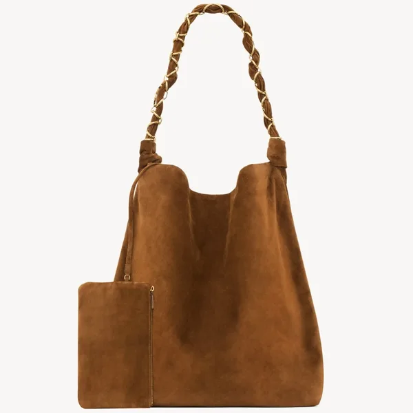 Saint Laurent Amalia Shouler Bag in Brown Suede Calfskin product photo
