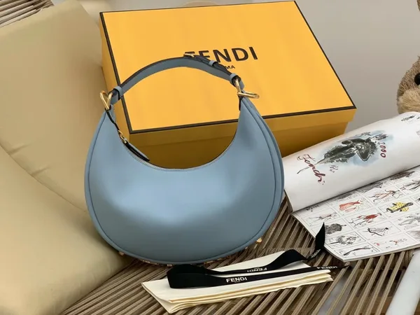 Fendi Fendigraphy Small Hobo Bag In Light Blue Leather product view 4