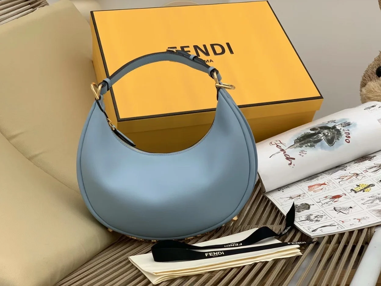Fendi Fendigraphy Small Hobo Bag In Light Blue Leather product view 4