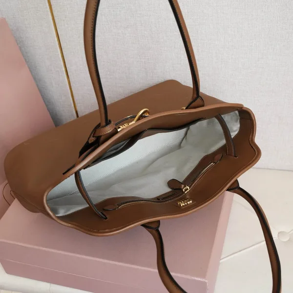 Miu Miu Aventure Large Shopper Bag in Brown Nappa Leather product view 7