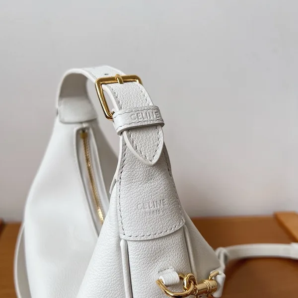 Celine Lulu Teen Hobo Bag in White Grained Calfskin product view 4