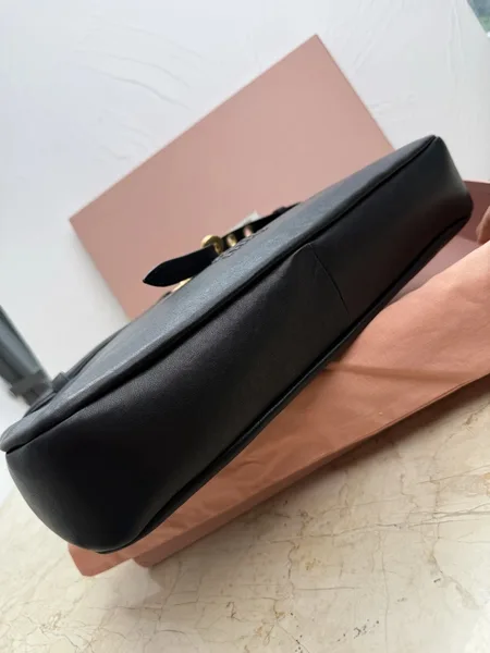 Miu Miu Aventure Medium Shoulder Bag in Black Nappa Leather product view 3
