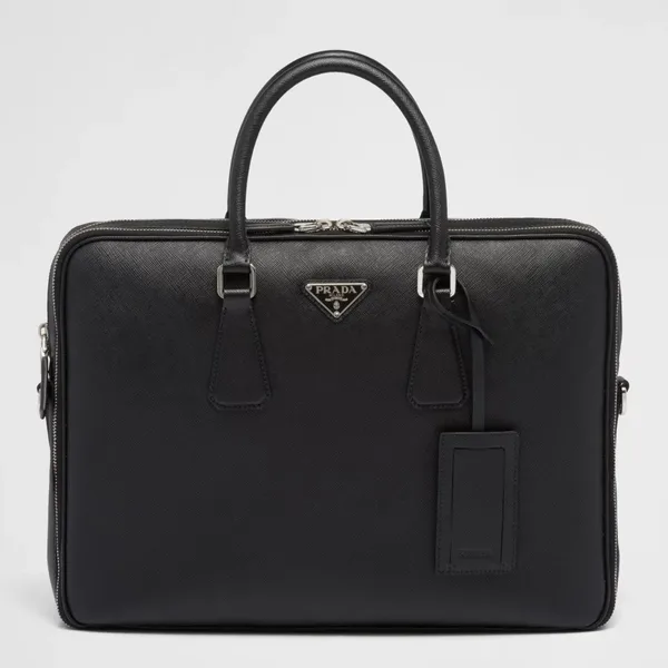 Prada Briefcase with Two Compartments in Black Saffiano Leather product photo