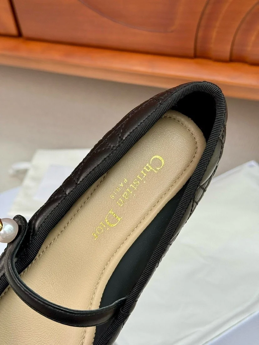 Dior Ballerina Strap Flats in Black Quilted Cannage Calfskin product view 3