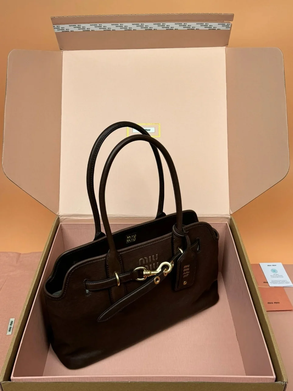 Miu Miu Aventure Large Tote Bag in Briarwood Nappa Leather product view 8
