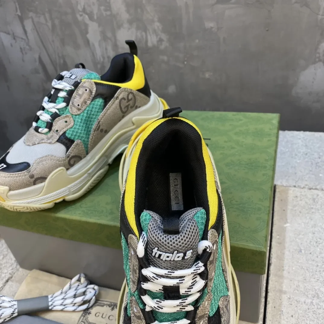 Gucci Balenciaga Triple S Beige Green Yellow Sneaker product view 6