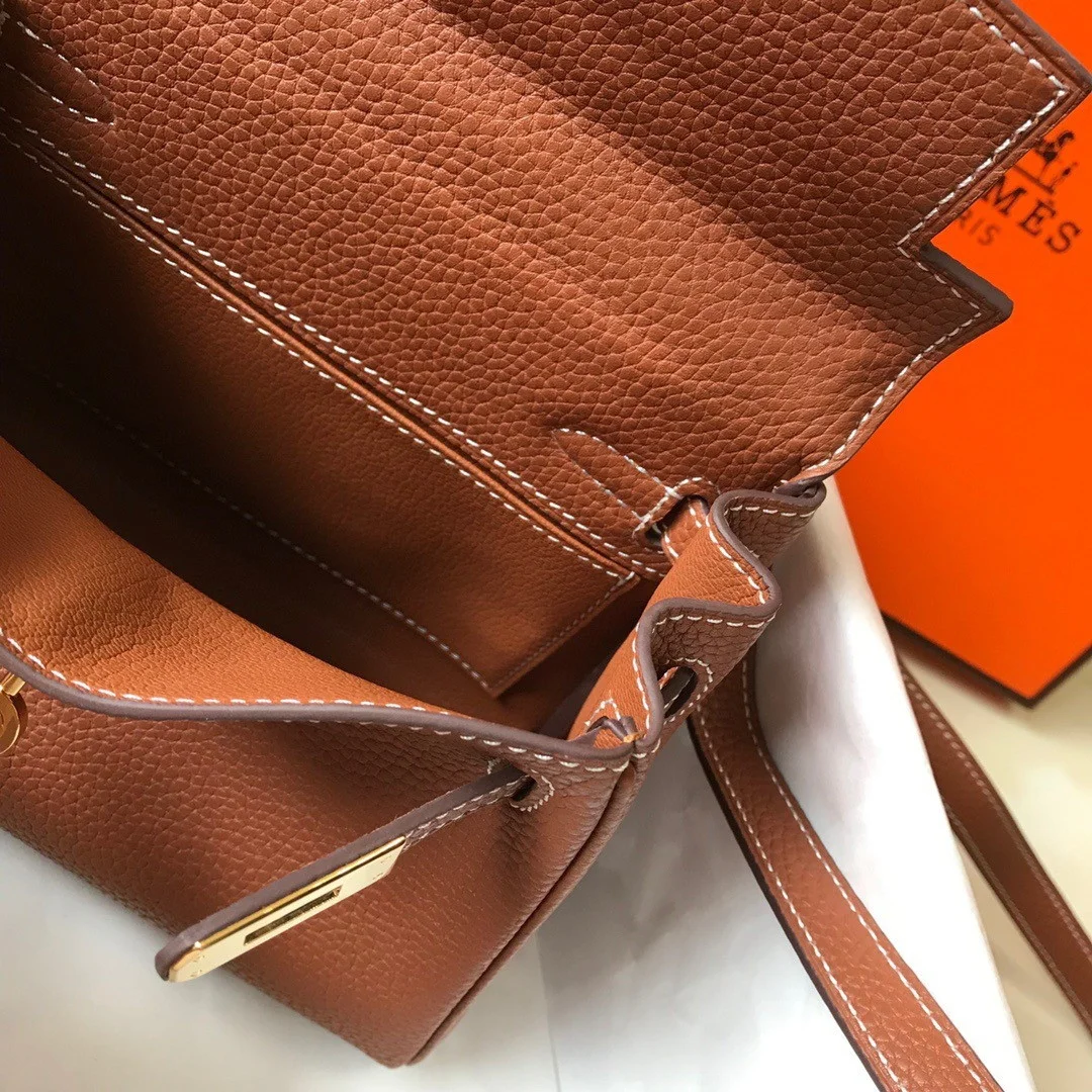 Hermes Kelly 20cm Bag In Gold Clemence Leather GHW product view 8