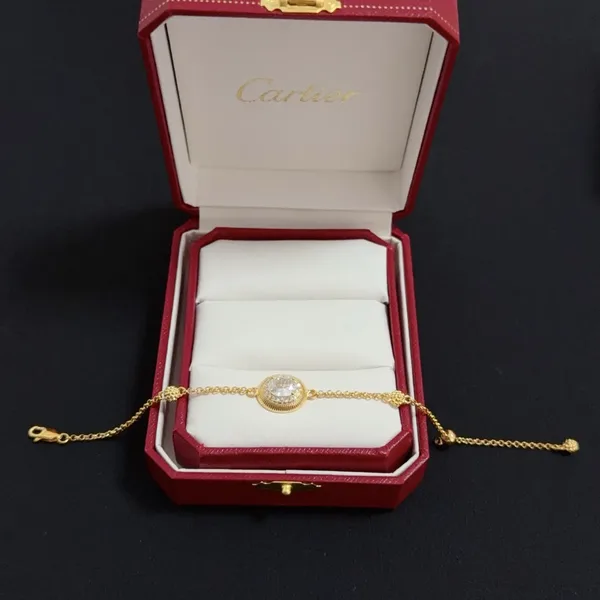 Cartier Gold-Tone Chain Bracelet with Round Pave-Effect Center product view 5