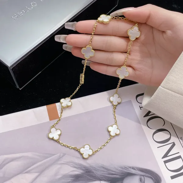 Van Cleef & Arpels Alhambra White Ten-Motif Gold-Tone Necklace product view 2