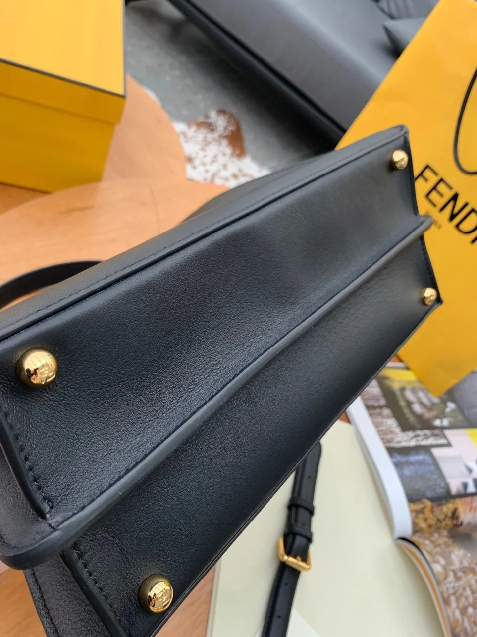 Fendi Peekaboo ISeeU Medium Bag In Black Calfskin product view 3