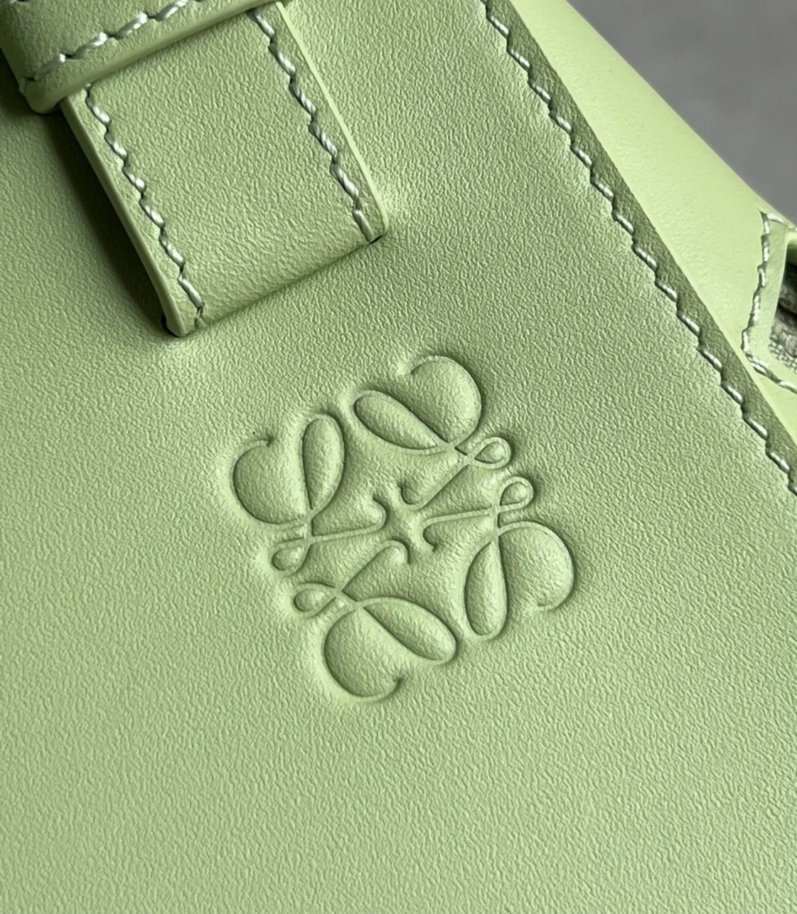 Loewe Compact Hammock Bag in Lime Green Satin Calfskin product view 4